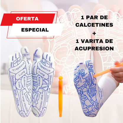 Pack de Calcetines de Reflexologia (1 PAR) ➕ 1 Varita de Acuprension DE CERA DE MIEL🎁