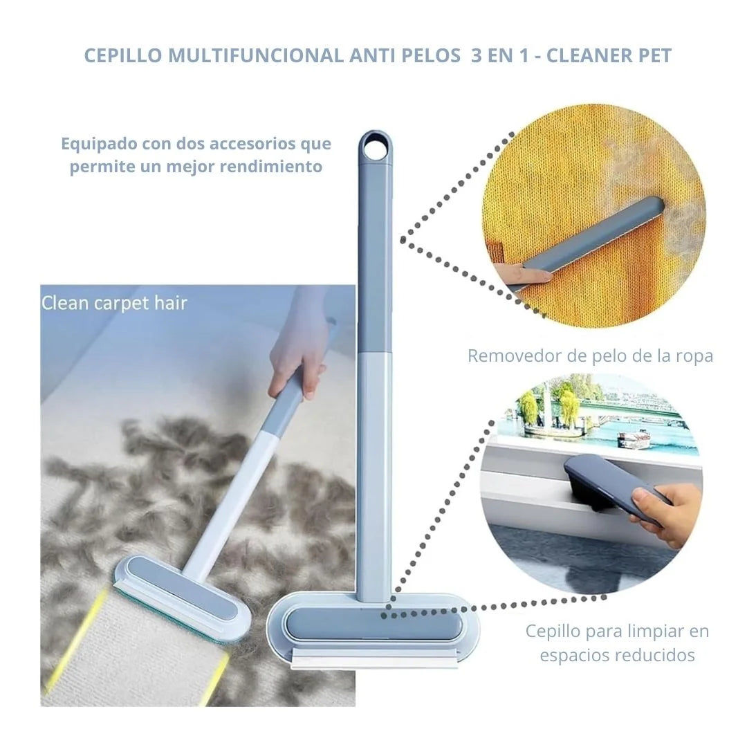 CEPILLO MULTIFUNCIONAL ANTIPELOS 3 EN 1 - CLEANER PET