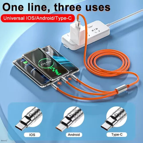 UltraCharge Cable USB 3 en 1 con Carga Rapida 120W y Máxima Resistencia