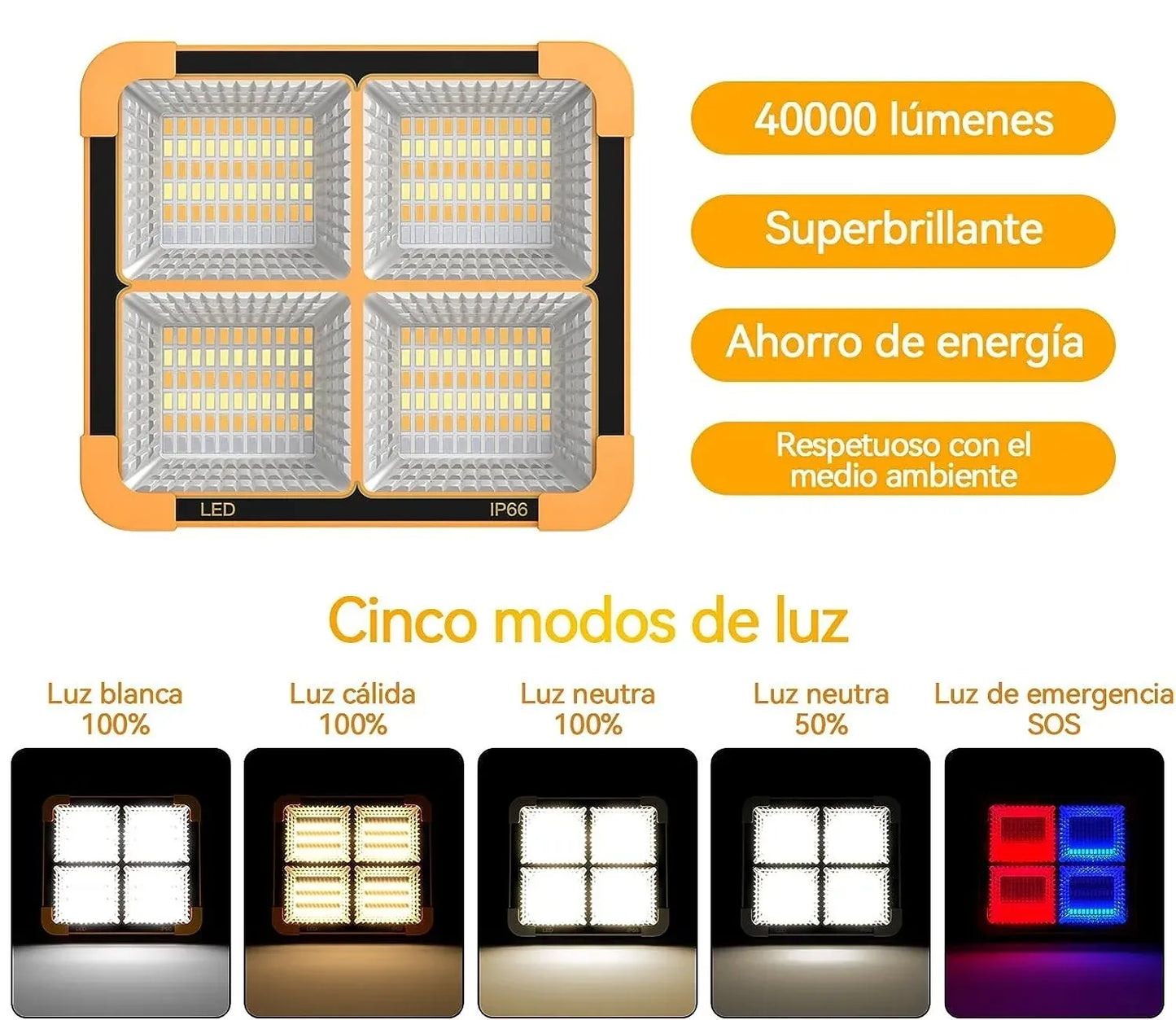 POTENTE REFLECTOR SOLAR PORTÁTIL 800W + ENVÍO GRATIS